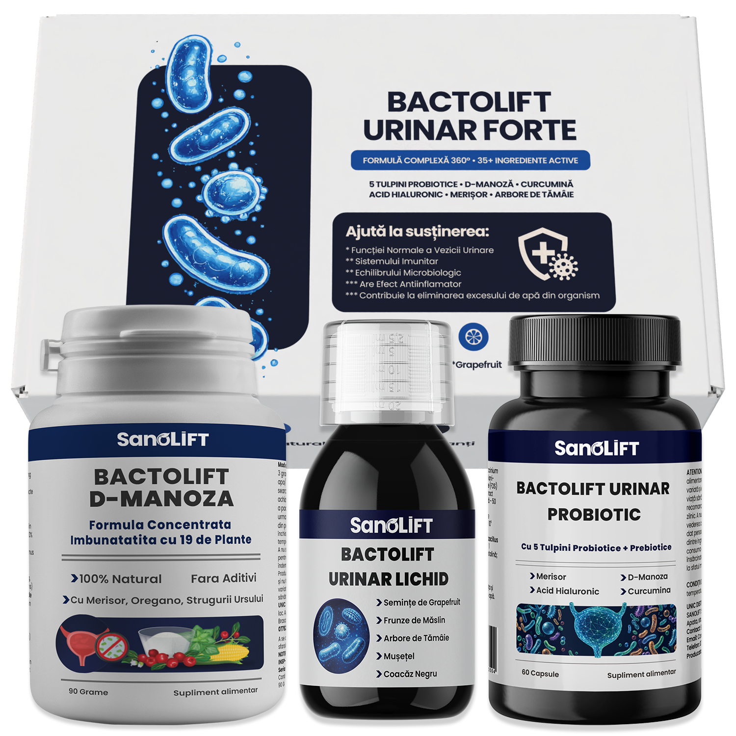 ceaiuri pentru rinichi si infectii urinare Schema Avansata Infectii Urinare Recurenta & Acute - 3 Produse 100% Natural - 30 Zile - BactoLift Forte